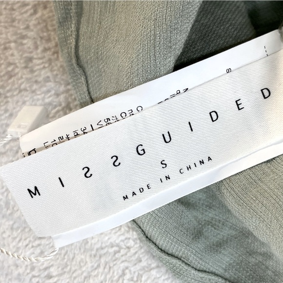 Missguided Sage Green Off Shoulder Boho Blouse W Beaded Neck Detail S NWT - Picture 4 of 15